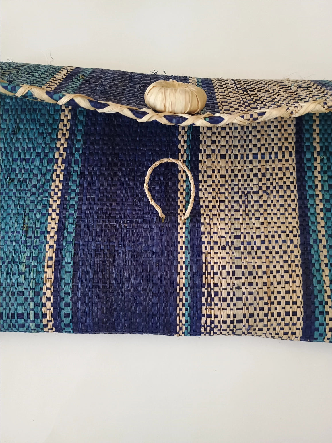 Raffia Straw Wristlet - Blue