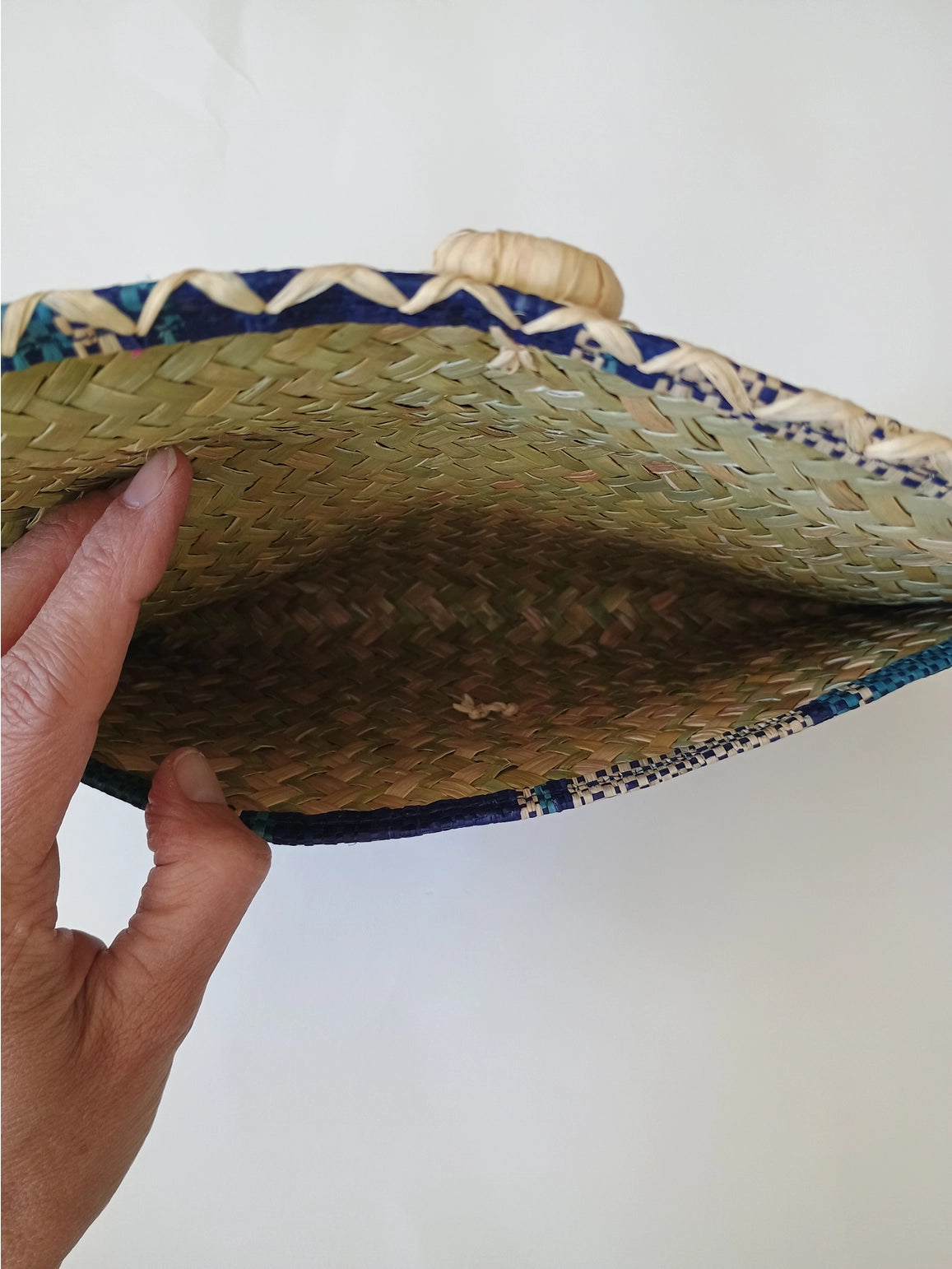 Raffia Straw Wristlet - Blue