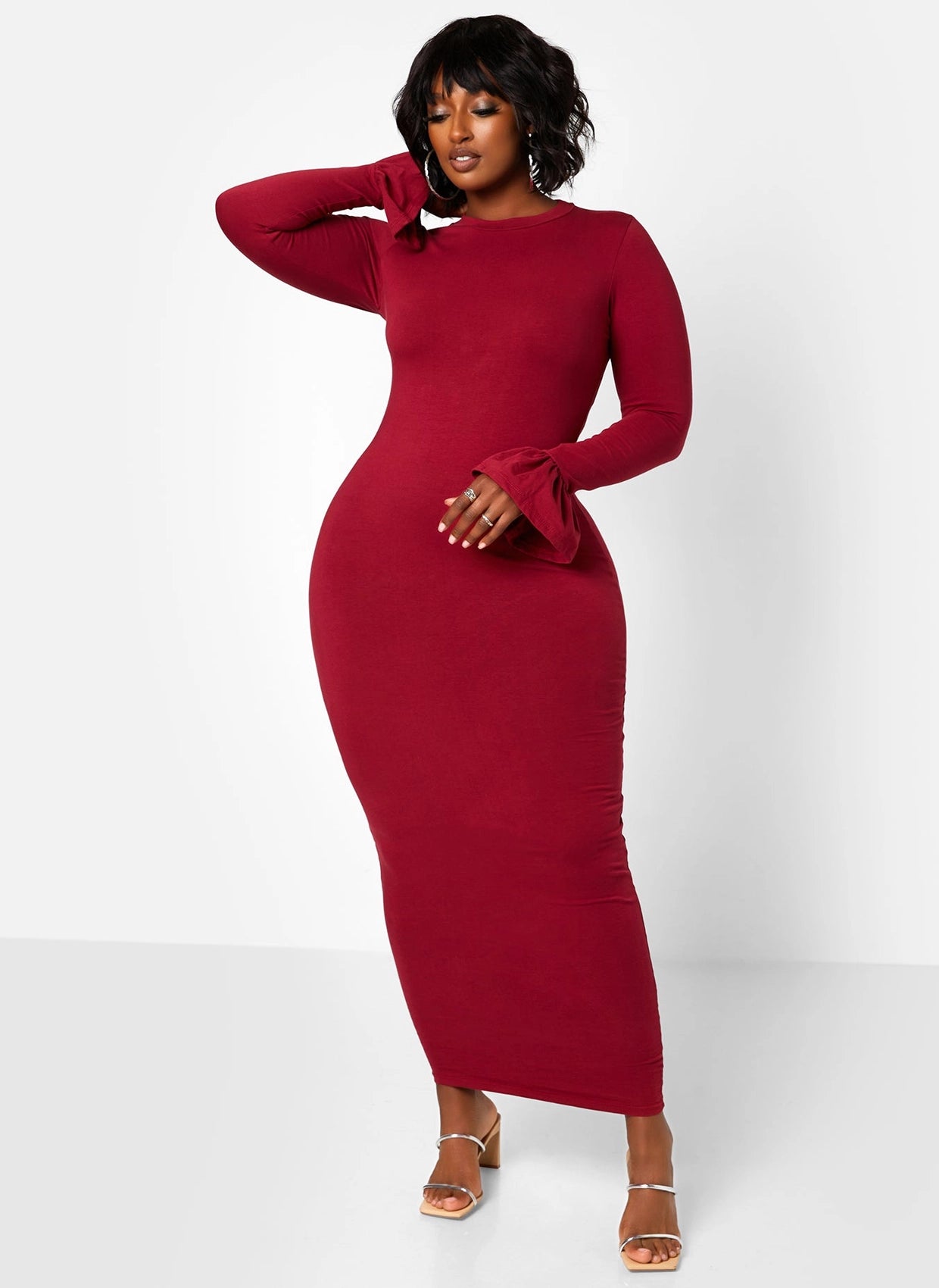 Bell Sleeve Maxi Bodycon Dress (Plus Sizes Available)