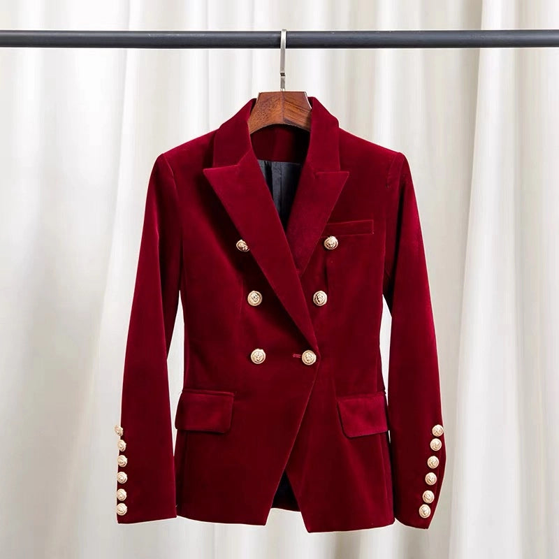Velvet Double Breasted Blazer