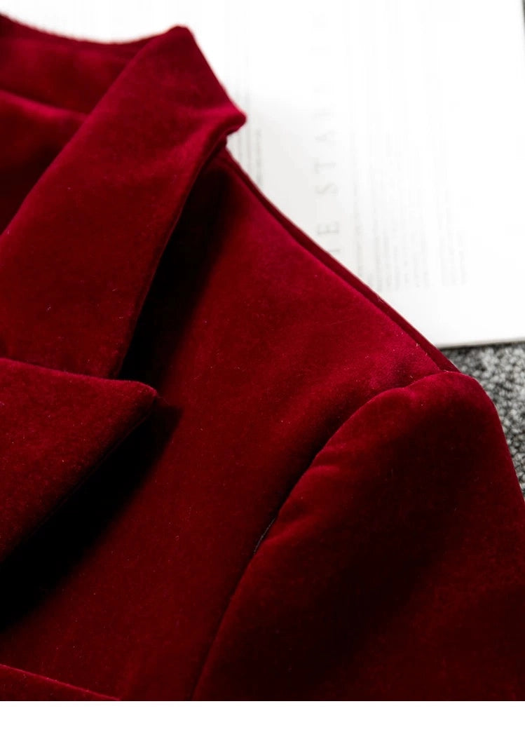 Velvet Double Breasted Blazer
