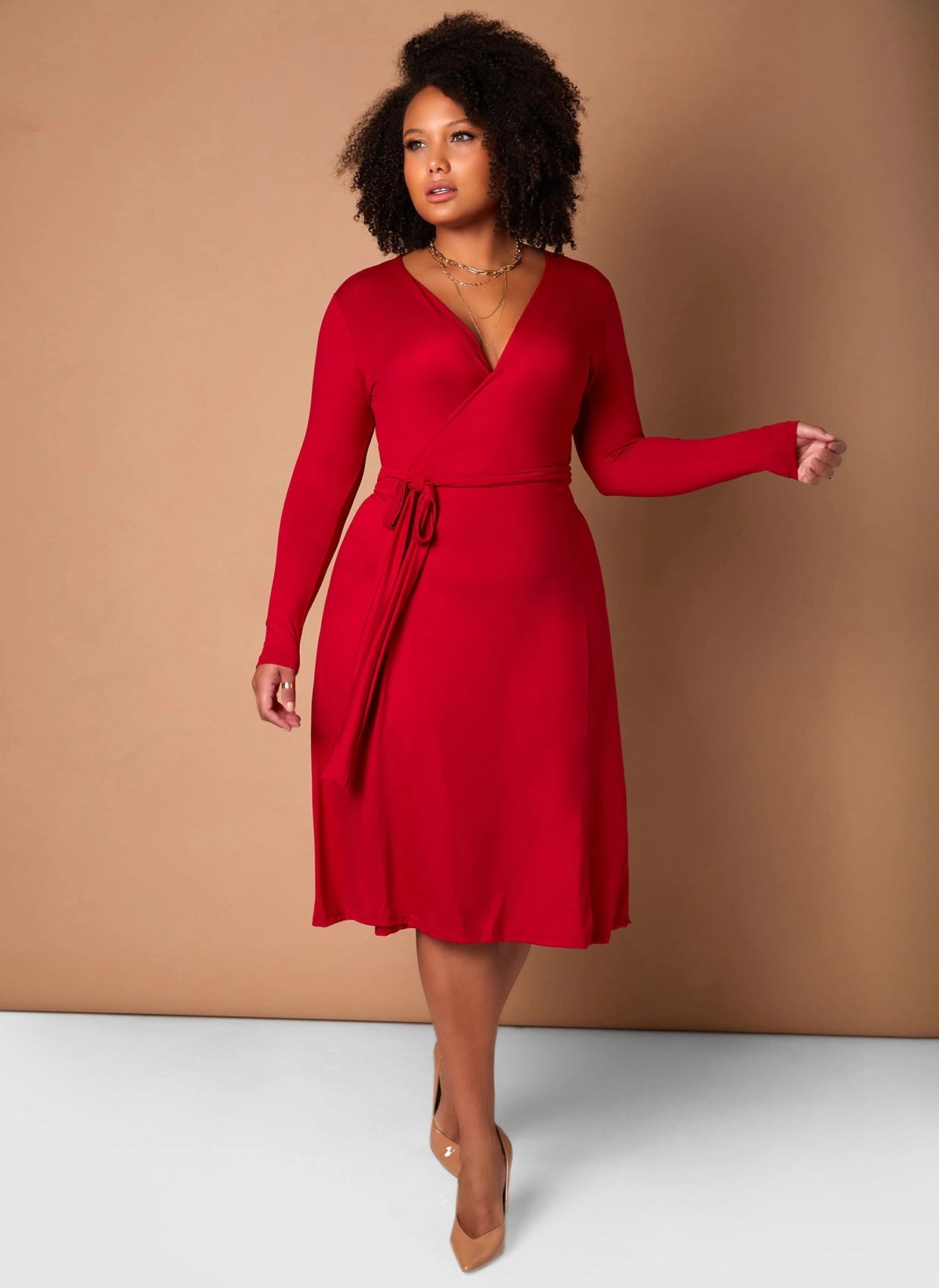 Wrap Skater Midi Dress (Plus Sizes Available)