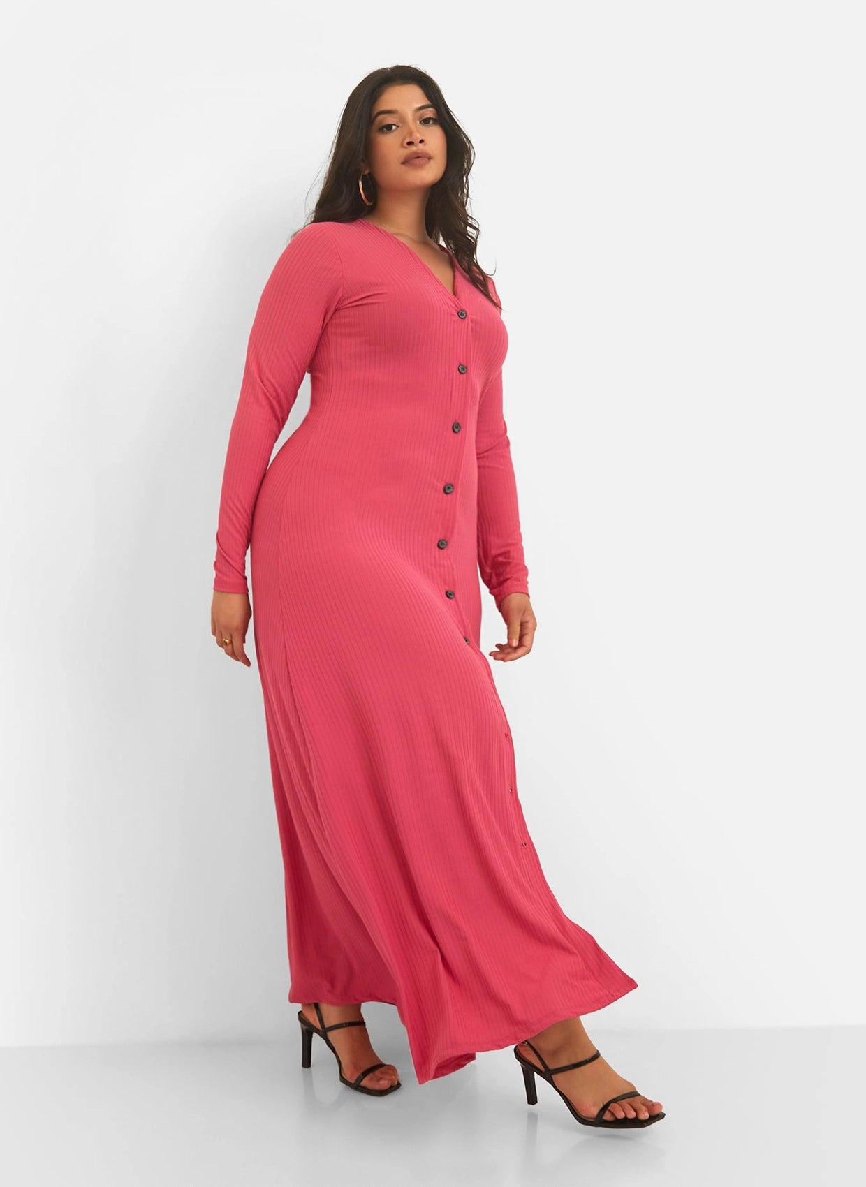 Devoted Ribbed Button Front Maxi (Plus Sizes Available)