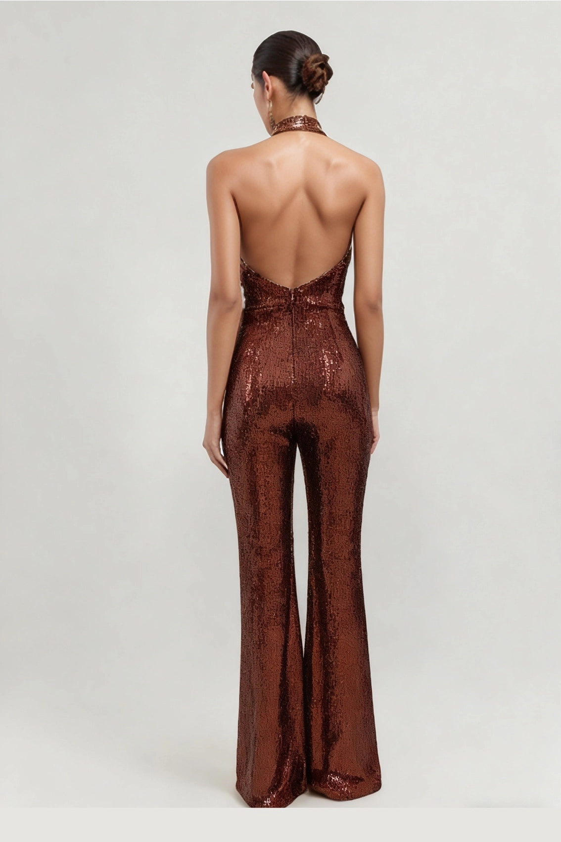 Sequin Halter Deep V Jumpsuit (2 Colors)