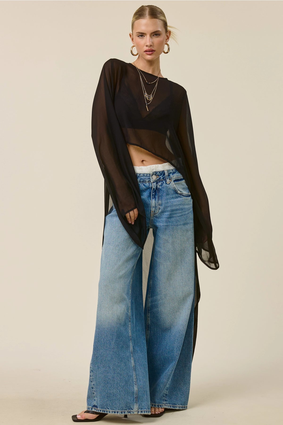 Sheer Long Sleeve Maxi Top