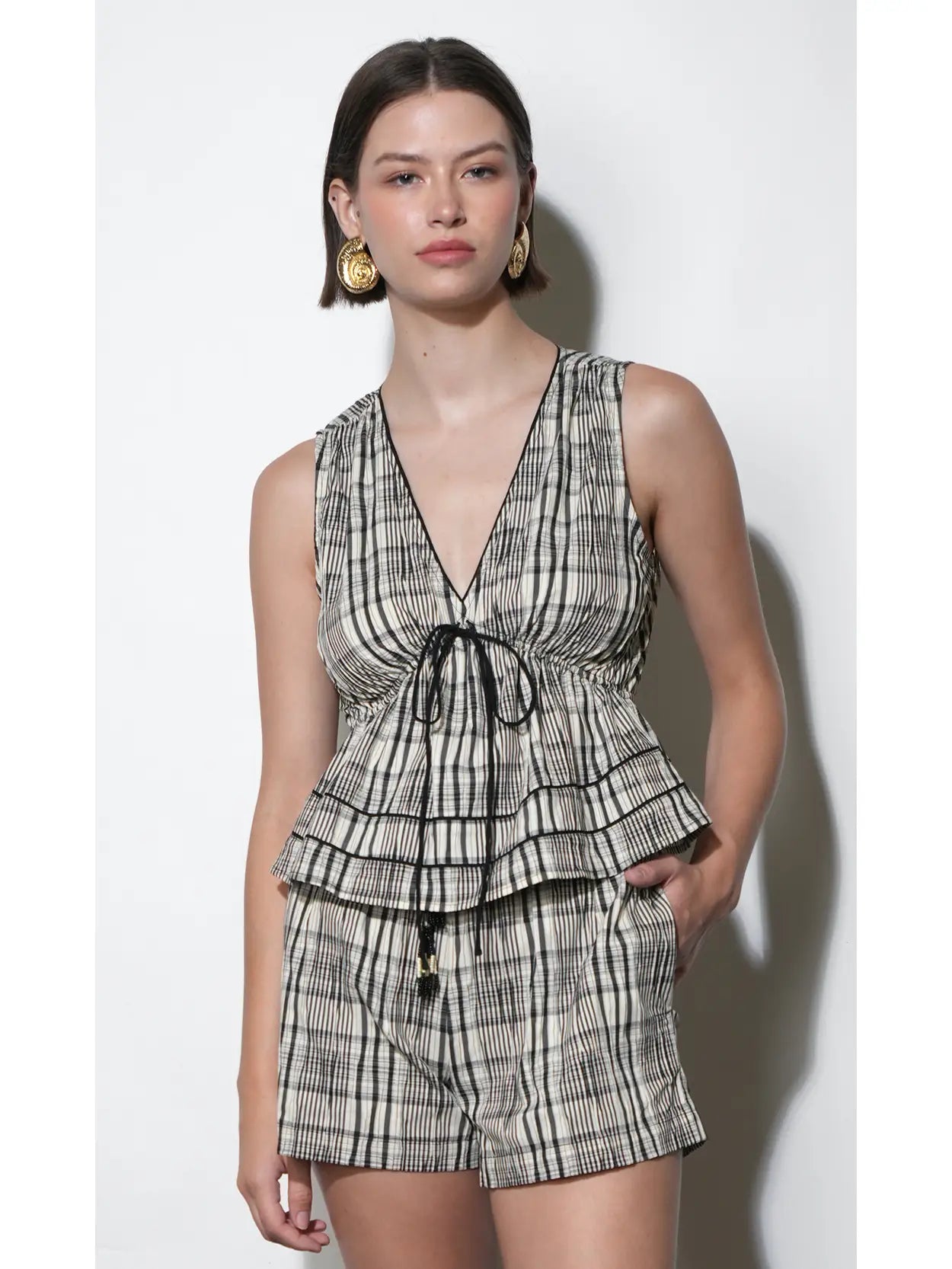 Evelyn Sleeveless Drawstring Top and Shorts