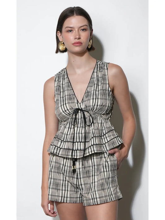 Evelyn Sleeveless Drawstring Top and Shorts