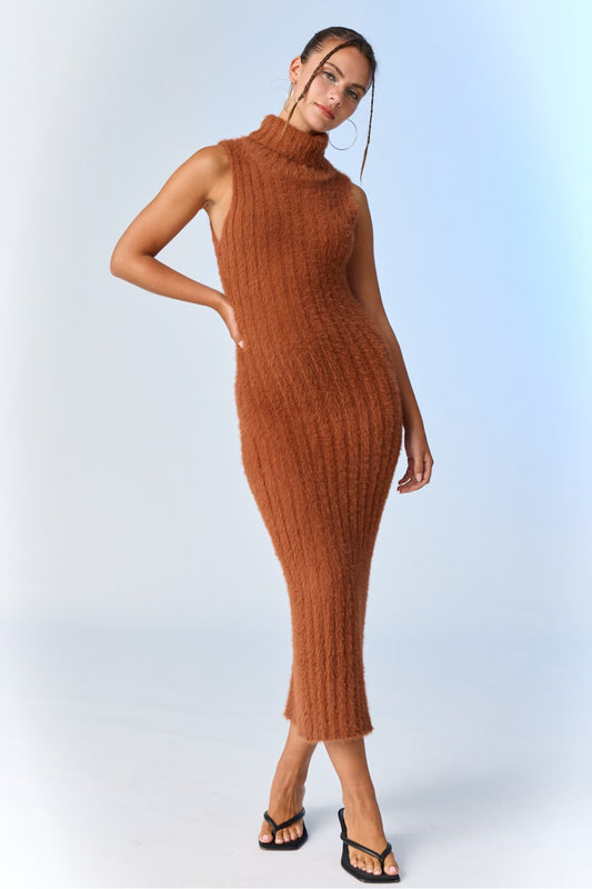 Vanessa Sleeveless Turtleneck Knit Dress