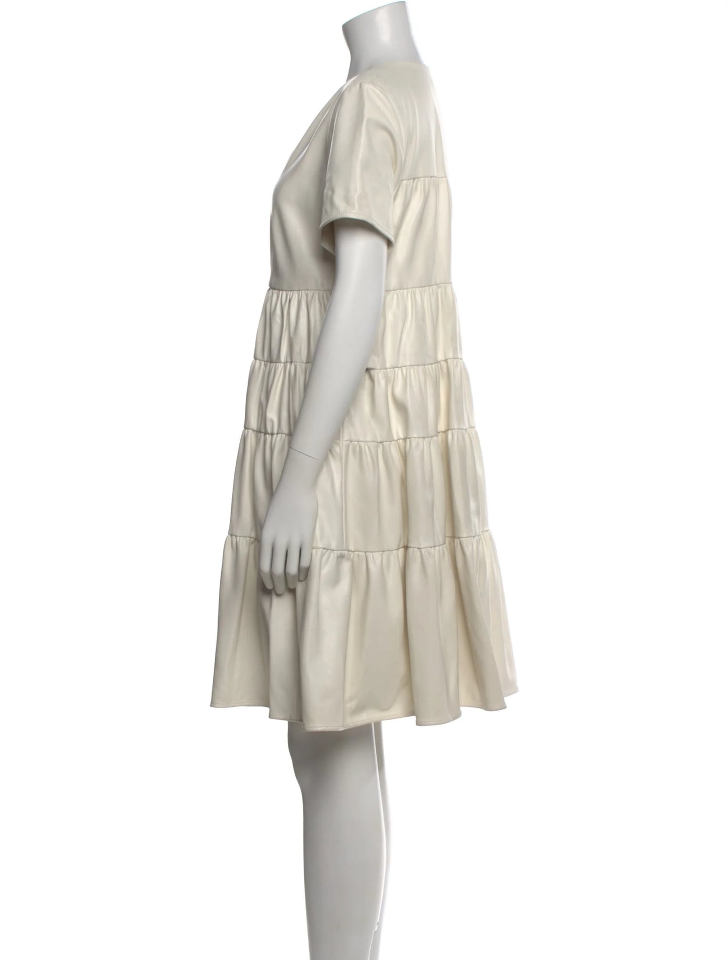 Staud Mini Cocoon Vegan Leather Dress (White)