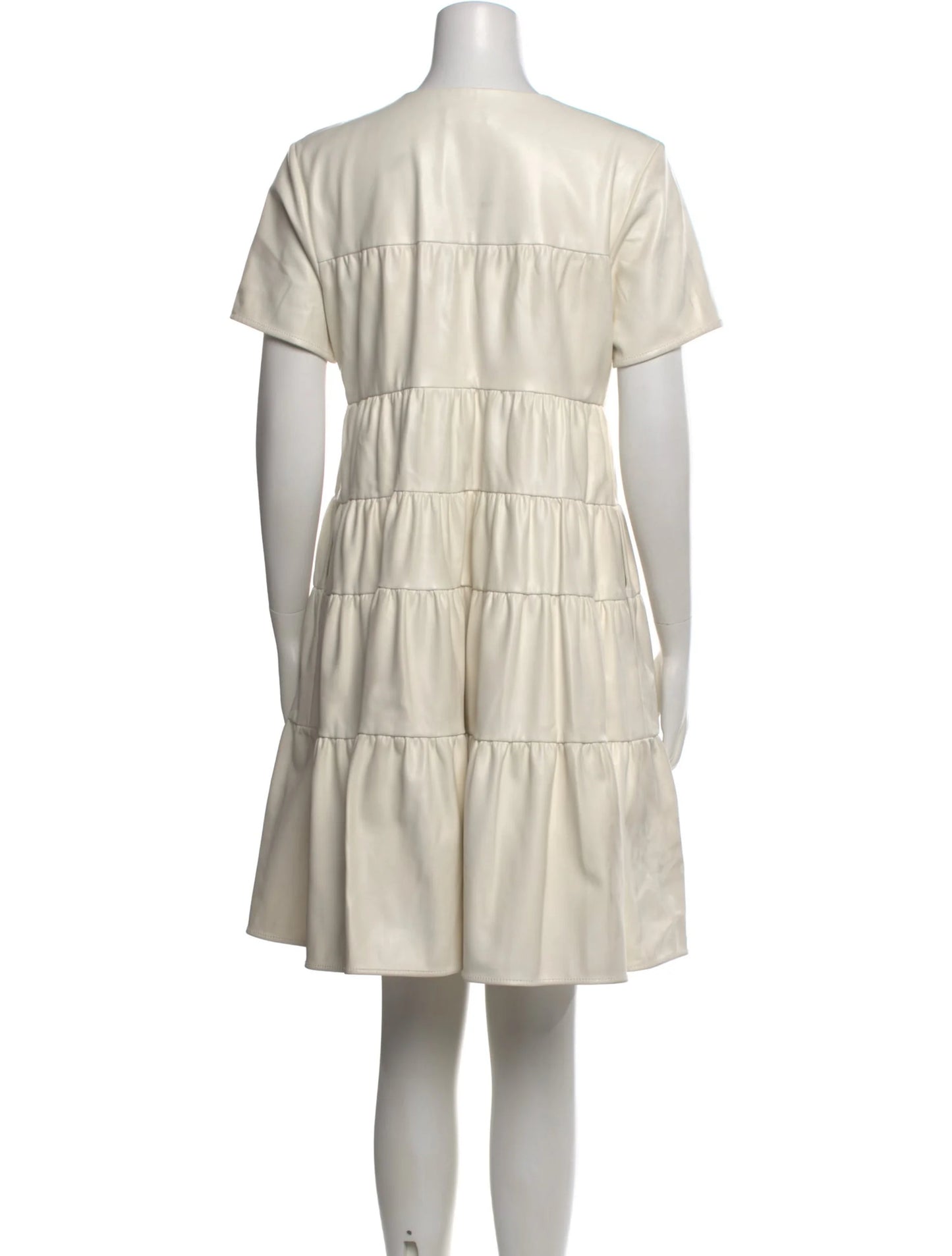 Staud Mini Cocoon Vegan Leather Dress (White)