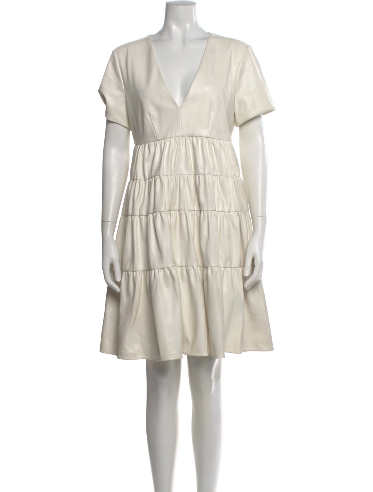 Staud Mini Cocoon Vegan Leather Dress (White)