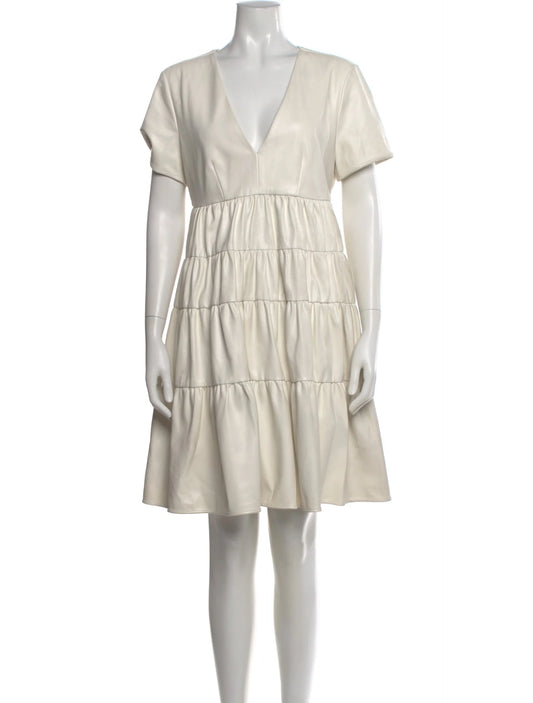 Staud Mini Cocoon Vegan Leather Dress (White)