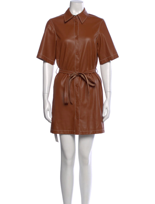 Staud Faux Leather Shirtdress