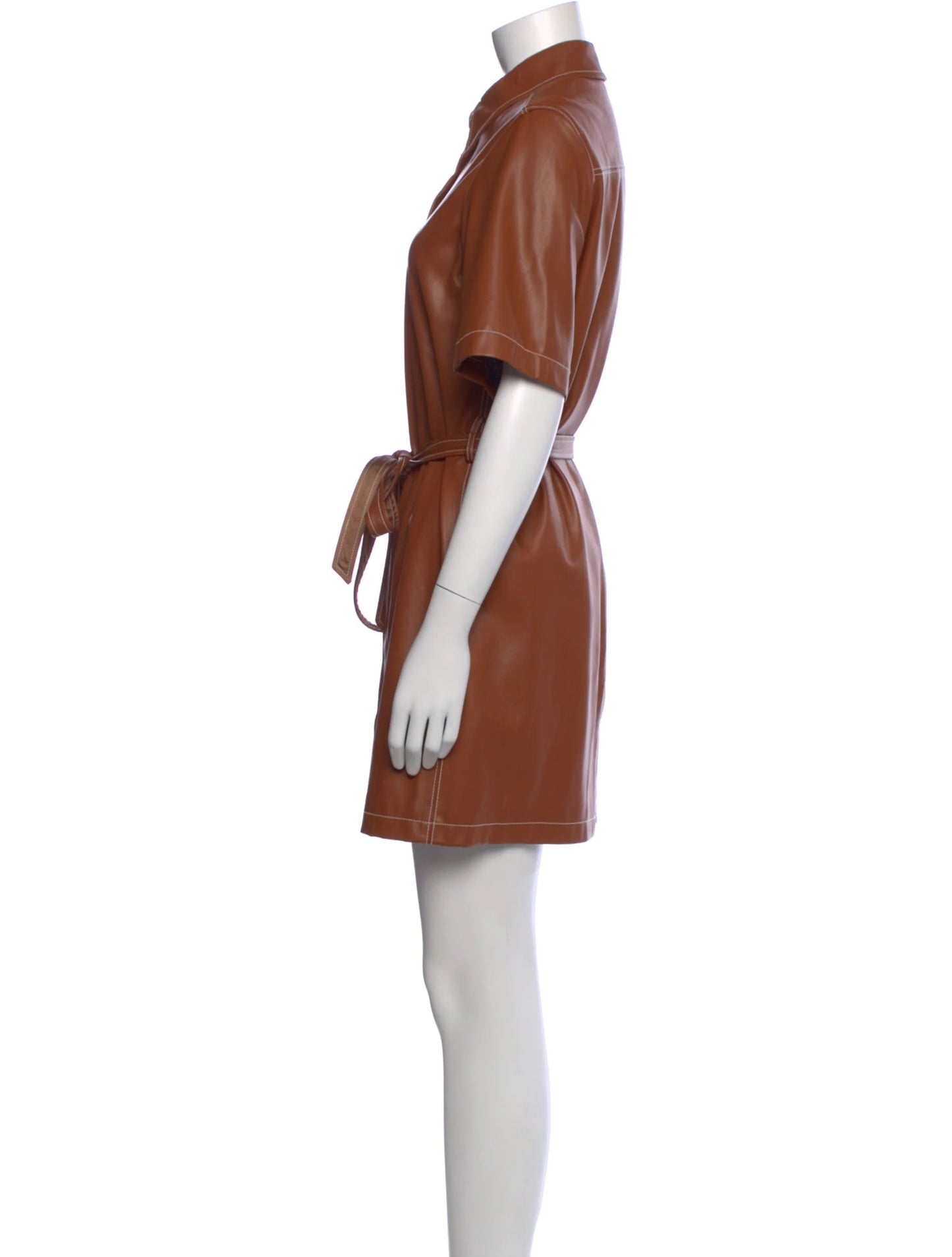 Staud Faux Leather Shirtdress