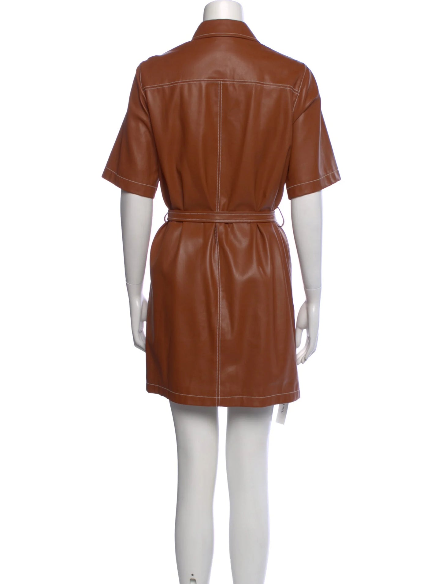 Staud Faux Leather Shirtdress