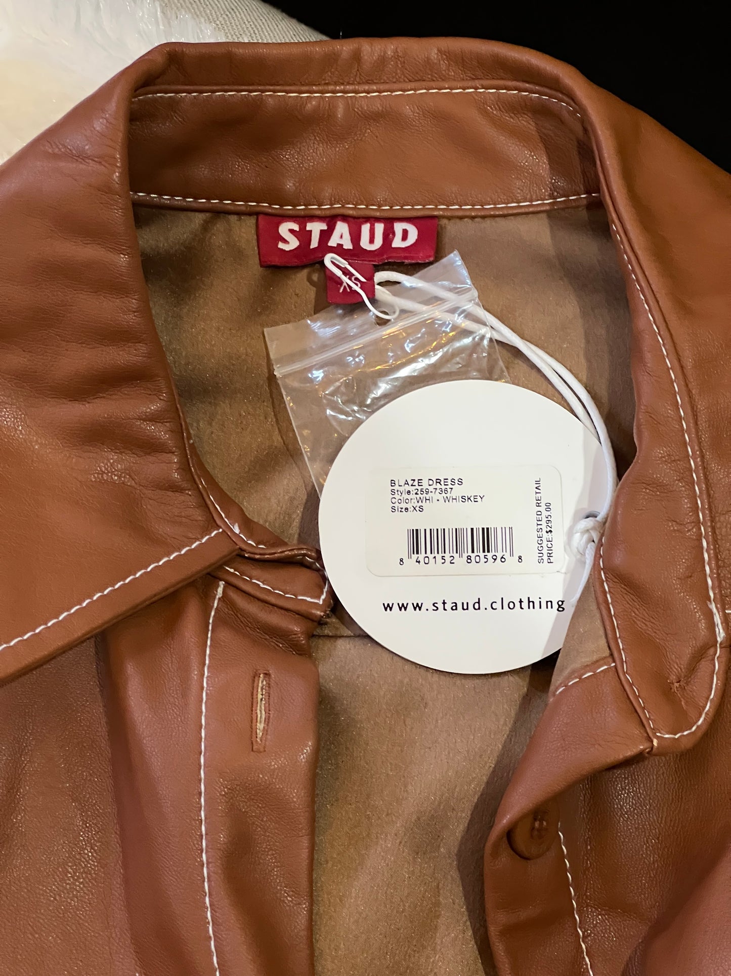 Staud Faux Leather Shirtdress
