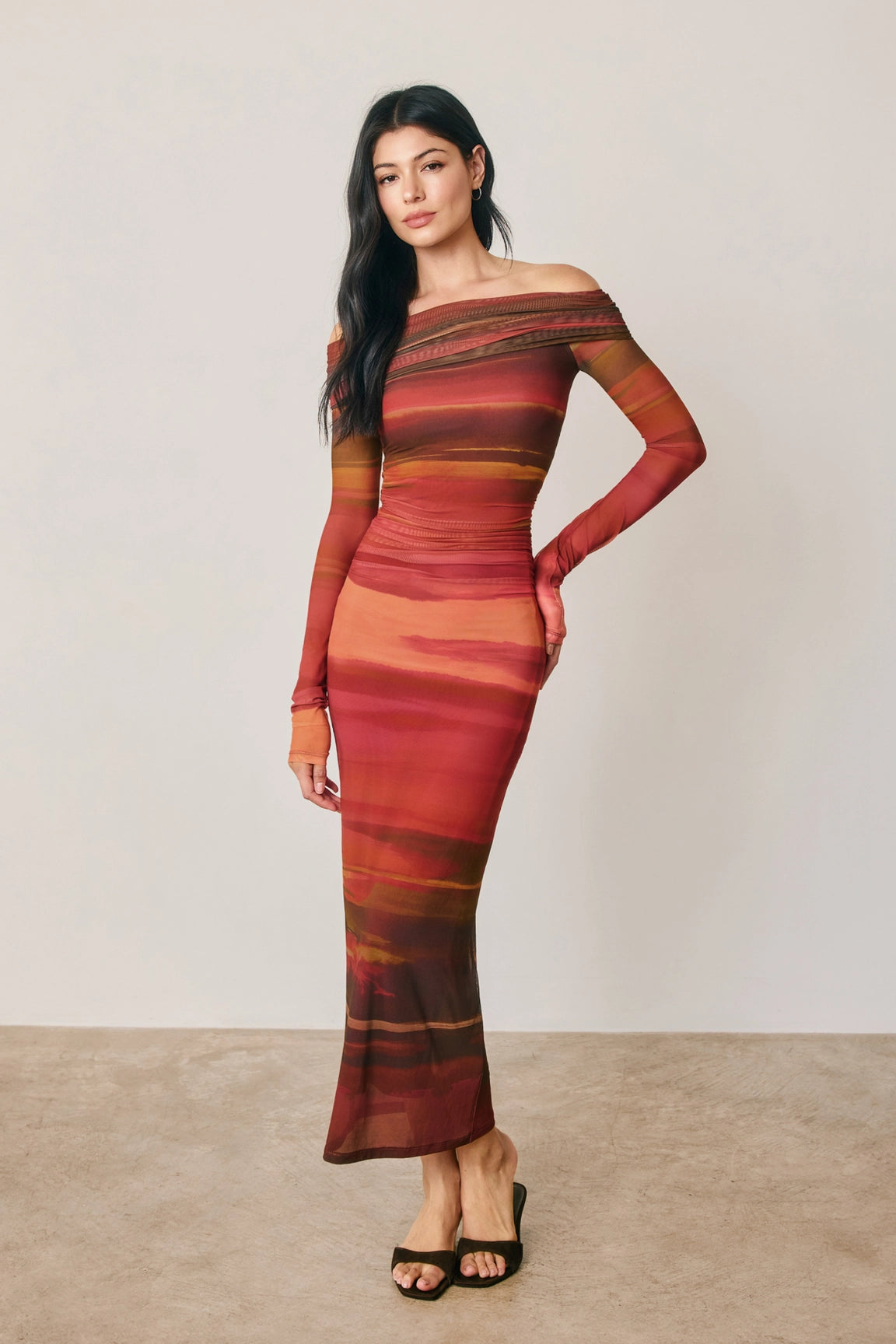 Off-Shoulder Mesh Bodycon Dress
