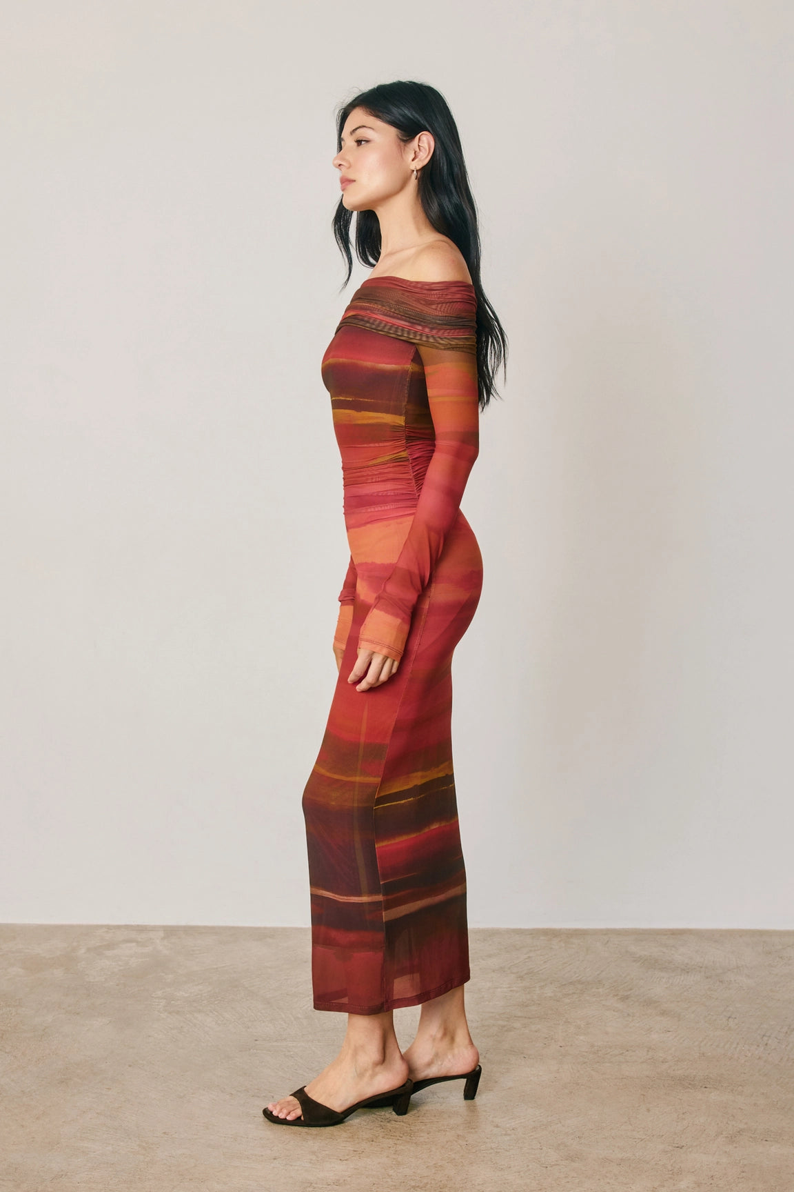 Off-Shoulder Mesh Bodycon Dress