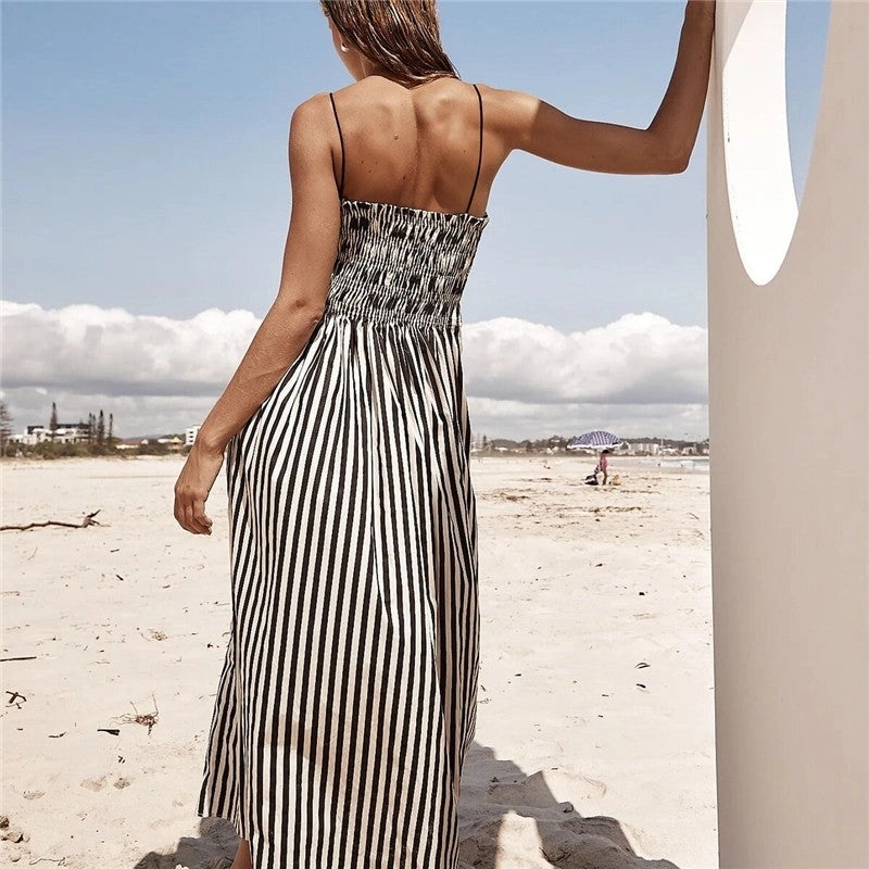 Striped Cami Maxi Dress w/Pockets