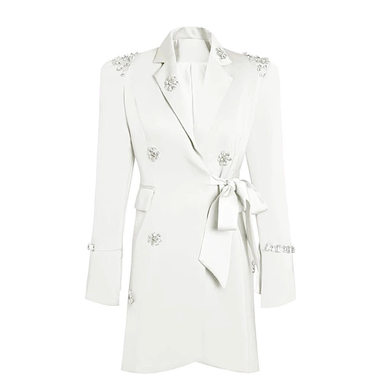 Hand Sewn Diamond Embellished Suit Dress (Also Available in White)