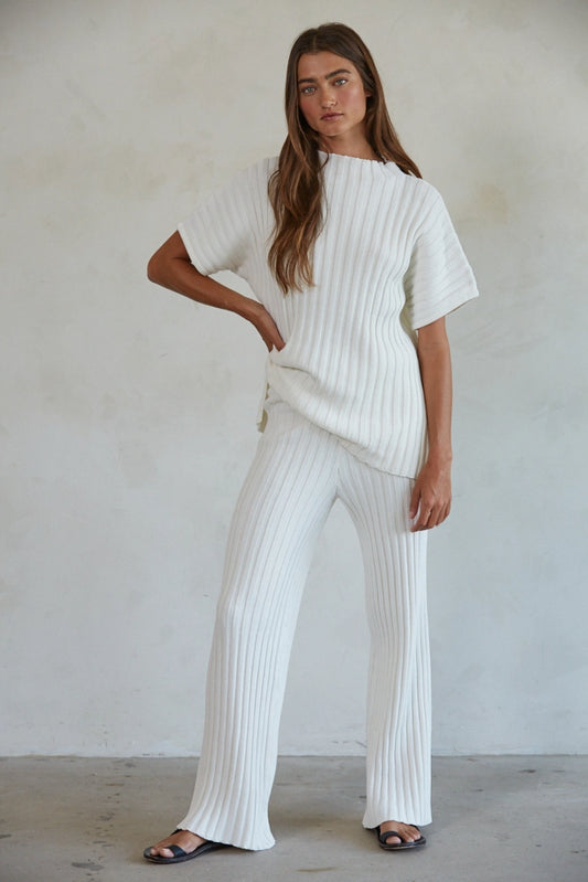 Ribbed Mock Neck Lounge Set