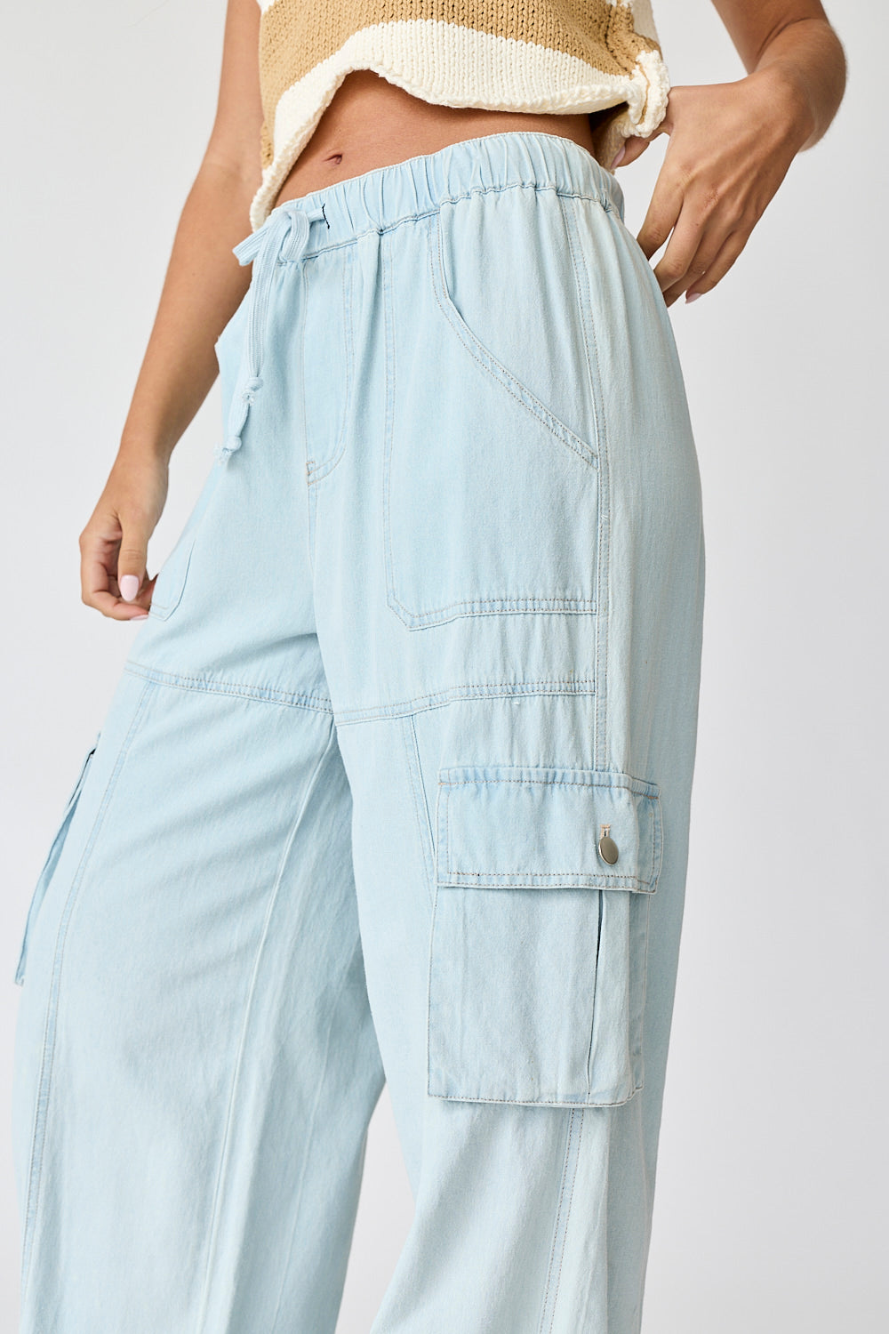 Willow Wide Leg Denim Cargo Pants