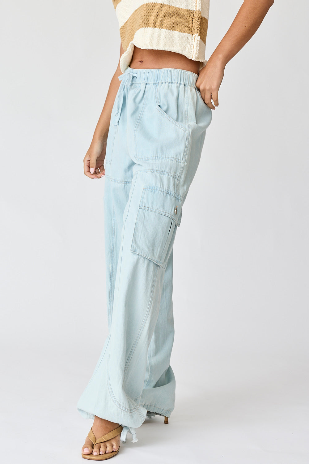 Willow Wide Leg Denim Cargo Pants