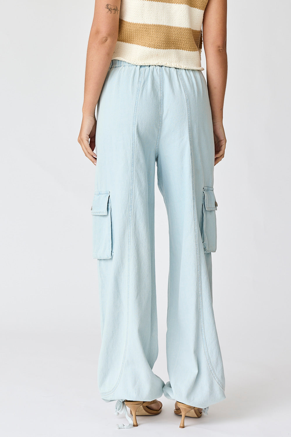 Willow Wide Leg Denim Cargo Pants