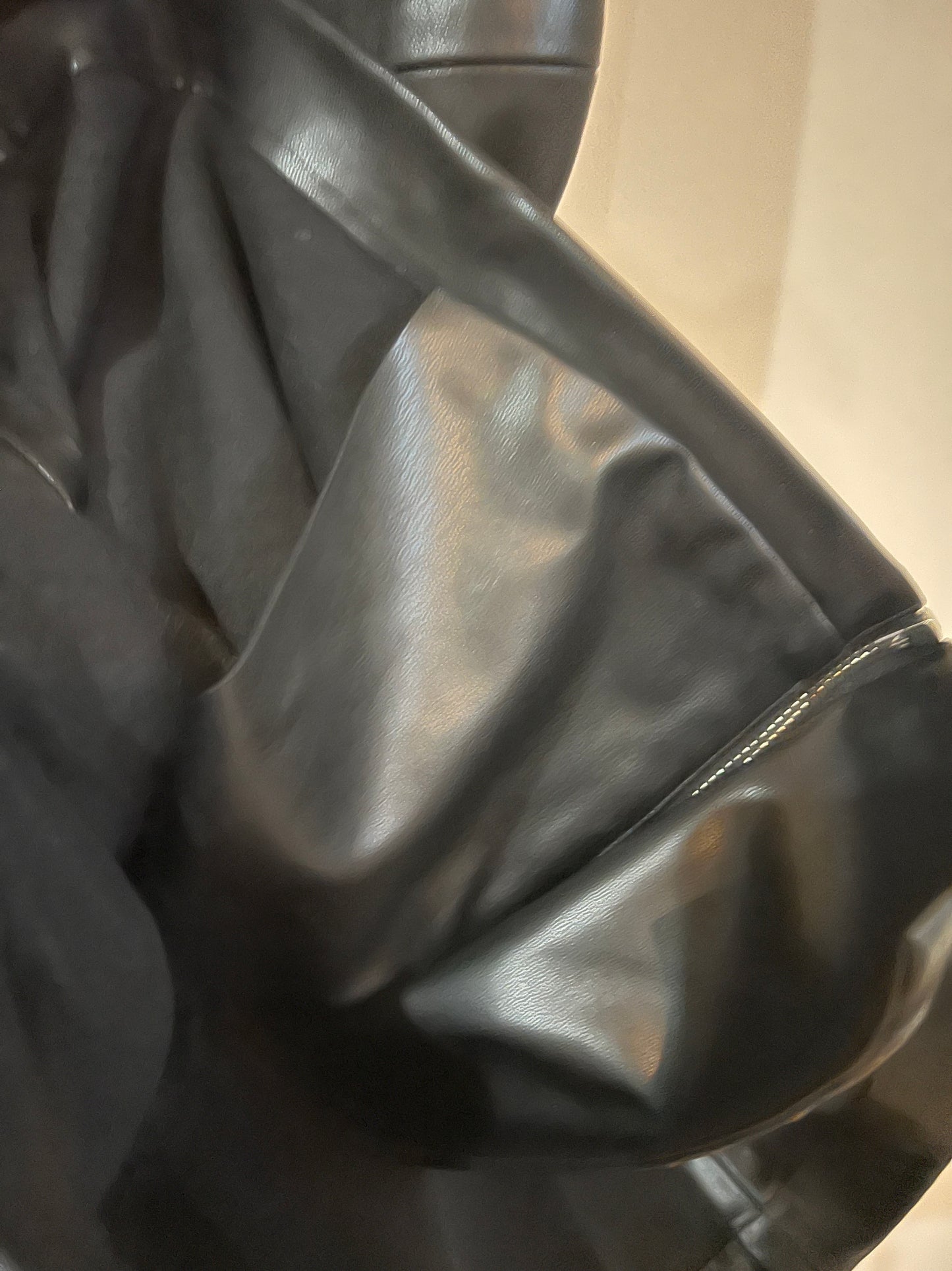 Zara Faux LEATHER VEGAN MINI BELTED DRESS- Black
