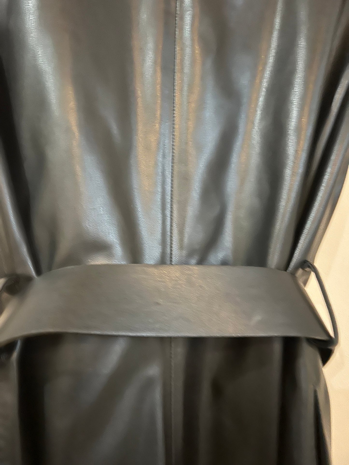 Zara Faux LEATHER VEGAN MINI BELTED DRESS- Black