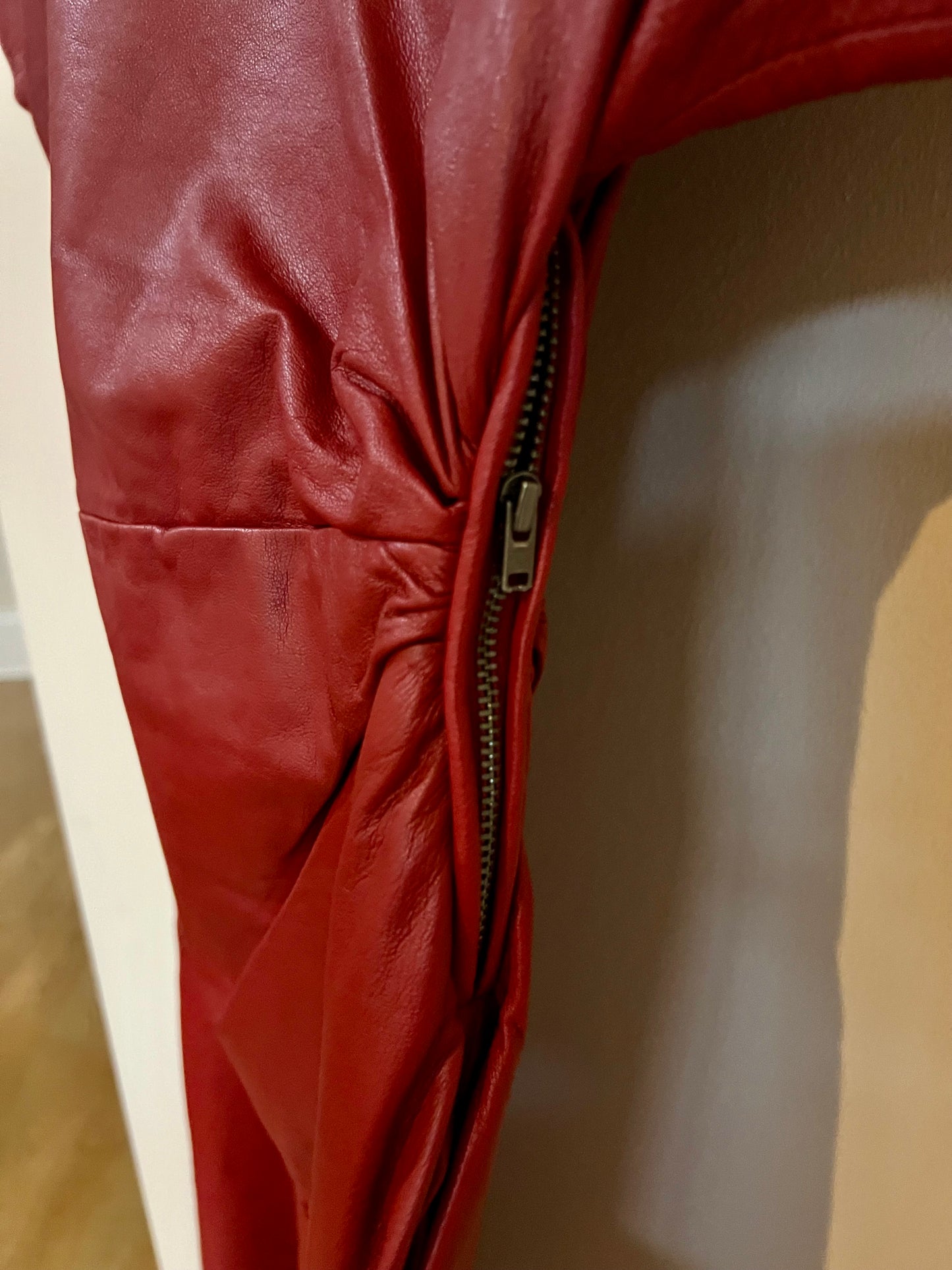 Zara Studio GENUINE Leather Dress with Side Zipper Accent and Draping
