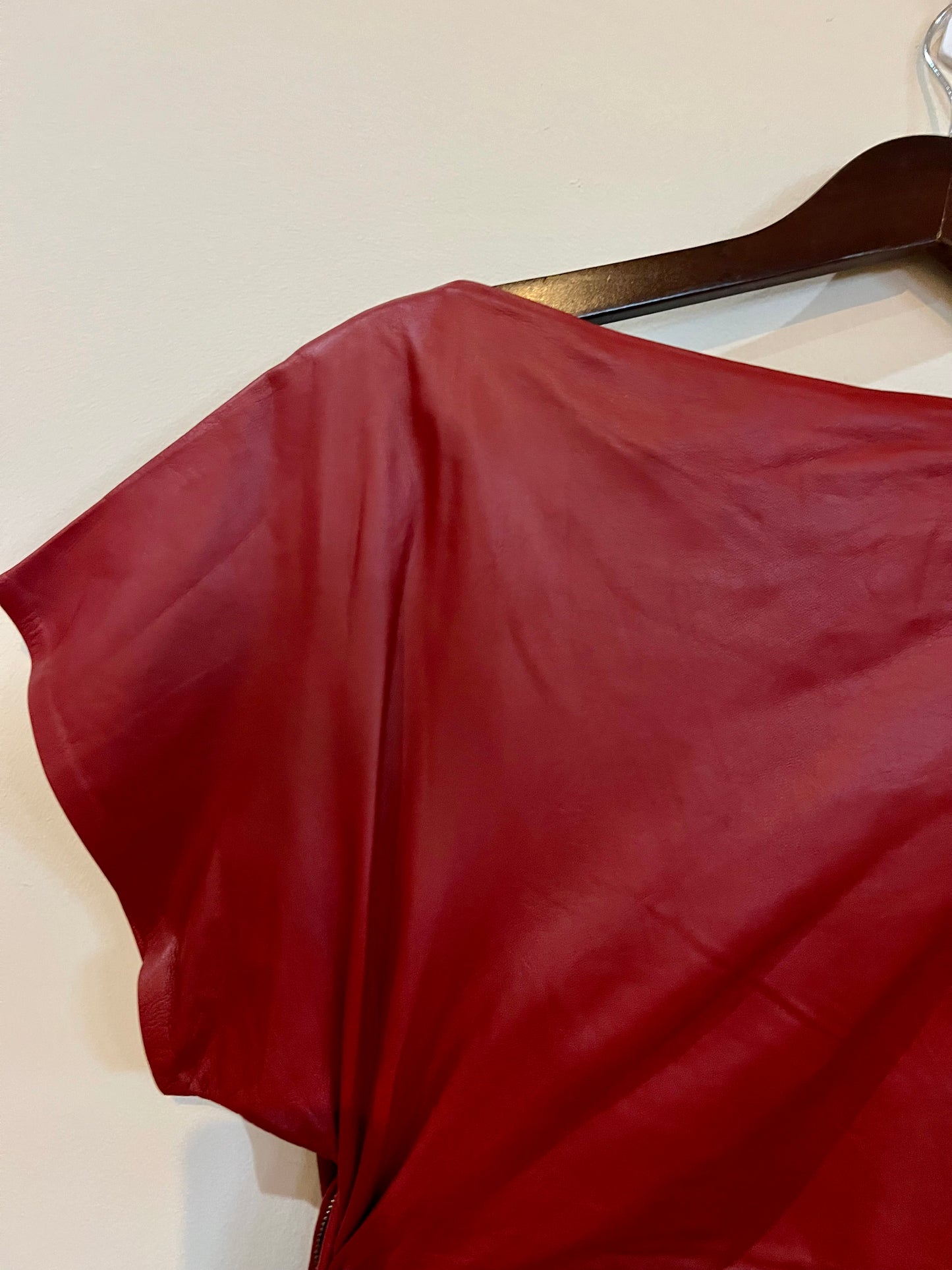 Zara Studio GENUINE Leather Dress with Side Zipper Accent and Draping